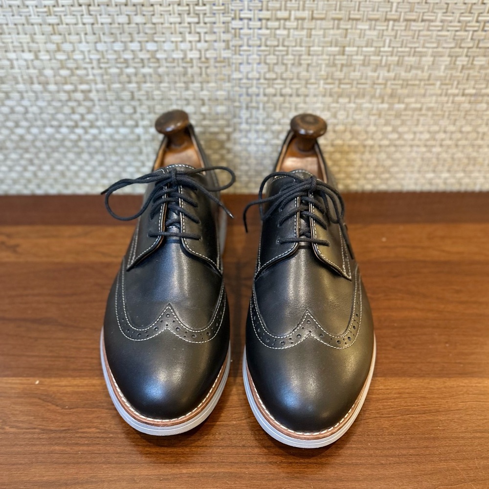 Johnston & Murphy Boys Upton Wingtip Oxford Black Leather Trufoam 7M